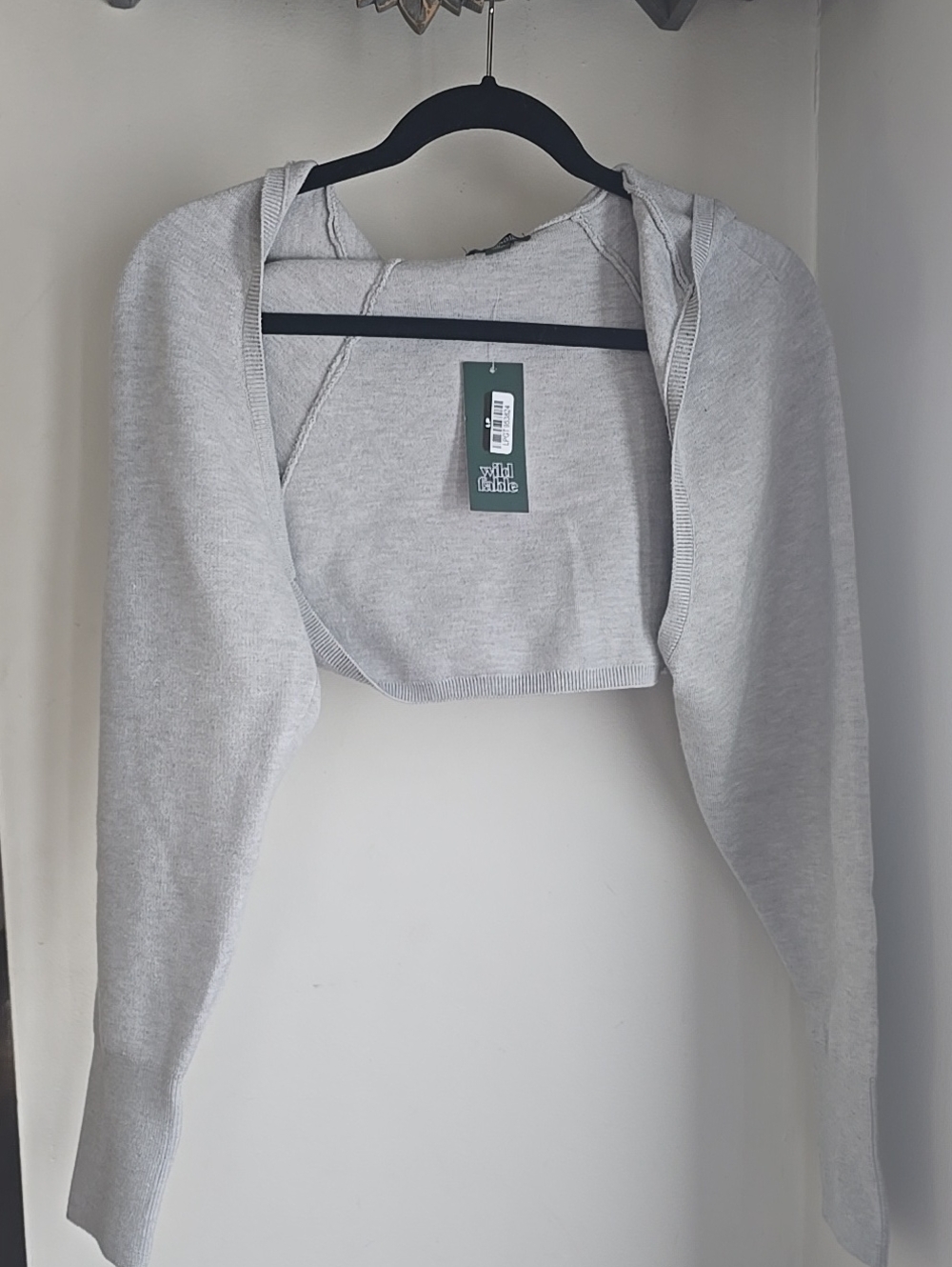 wild fable Light Gray Knit Cropped Hooded Shrug